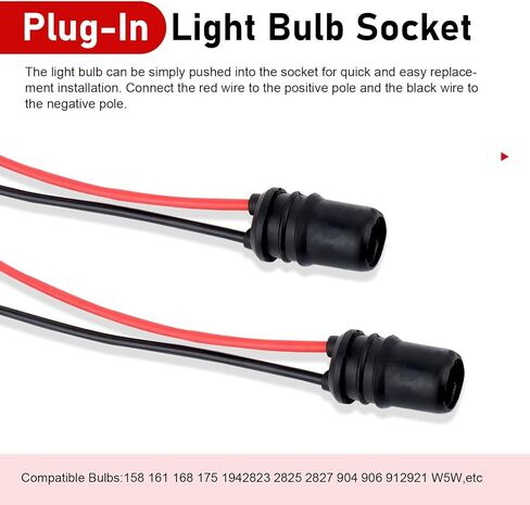 6PCS Car T10 Instrument Bulb Socket, 4.72" Copper T10 Extension Harness with Rubber Plug, 194 Bulb Female Pre-wired Connector, Universal for Most Vehicles (Multicolored) in Kuwait