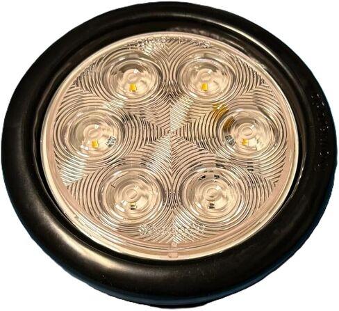 مصباح احتياطي LED مستدير من PETERBILT OEM، غطاء أسود مع عدسة شفافة، مجموعة مصابيح عكسية 6-LED، P54-6135 in Kuwait