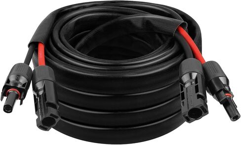 كابل شمسي 10AWG - سلك تمديد للوحة الشمسية بطول 50 قدمًا، سلك PV 10 قياسات مع غطاء حماية مثبطات اللهب موصل مقاوم للماء للإناث والذكور للمركبات الترفيهية والأنظمة الكهروضوئية والألواح الشمسية (50 قدمًا) in Kuwait