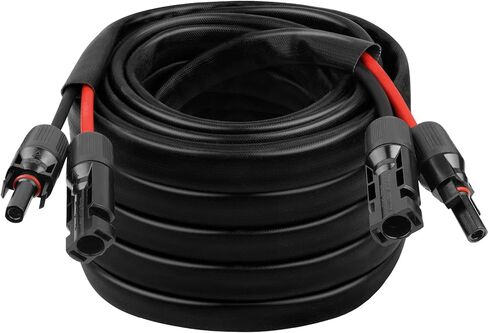 كابل شمسي 10AWG - سلك تمديد للوحة الشمسية بطول 50 قدمًا، سلك PV 10 قياسات مع غطاء حماية مثبطات اللهب موصل مقاوم للماء للإناث والذكور للمركبات الترفيهية والأنظمة الكهروضوئية والألواح الشمسية (50 قدمًا) in Kuwait