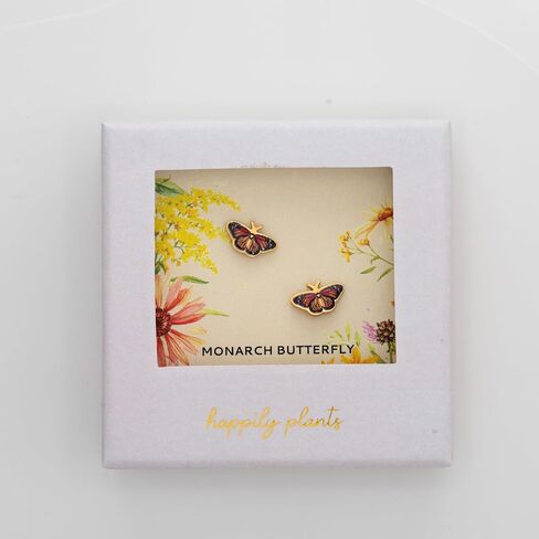 Monarch Butterfly Earrings, Nature Inspired 18K Gold Butterfly Studs, Safe for Sensitive Ears, Butterfly Jewelry for Nature Lovers, Unique Butterfly Stud Jewelry, Small Butterfly Earrings in Kuwait