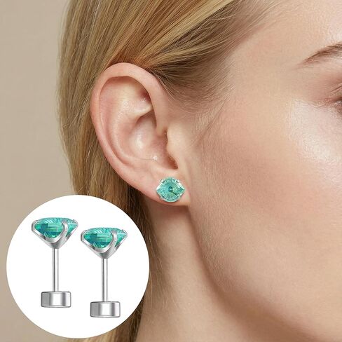 أقراط من التيتانيوم على شكل عين شريرة مسطحة الظهر، مسامير خلفية لولبية خضراء زمردية، لا تسبب الحساسية للأذنين الحساسة، مجوهرات ثقب قيلولة النوم للنساء والفتيات غضروف هيليكس تراغوس، 20 جرام 6 مم in Kuwait