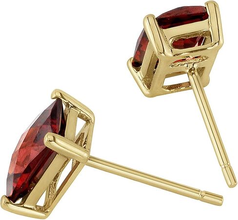 Peora Garnet Earrings for Women in 14 Karat Yellow Gold, Classic Solitaire Studs, 7x5mm Radiant Cut, 2.50 Carats total, Friction Back, Red Garnet Earrings, January Birthstone Earrings in Saudi Arabia