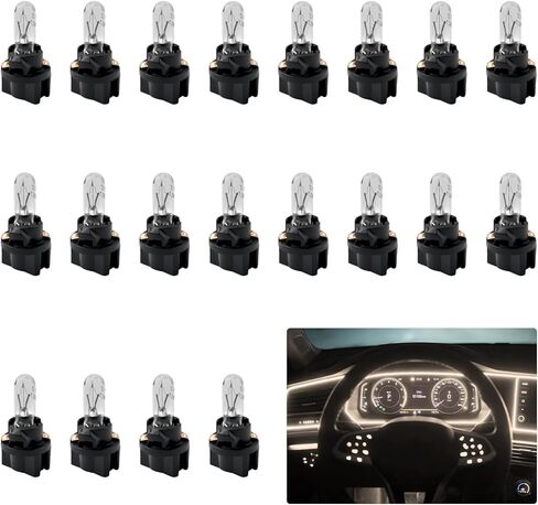 20PCS Halogen Instrument Cluster Bulbs Kit,1.2W 12V T5 Dash Lights for Car Interior Fit for Gauge Cluster Lights Replacements,57,58,70,73,74,79,85 2721 Dash Light Bulbs in Kuwait