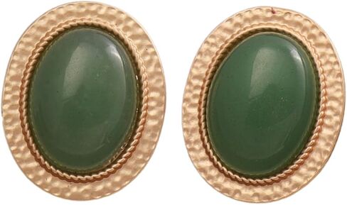 Handcrafted Oval Fashion Earrings for Women - Genuine Gold Plated, Natural Stone Texture, Versatile and Trendy in Saudi Arabia