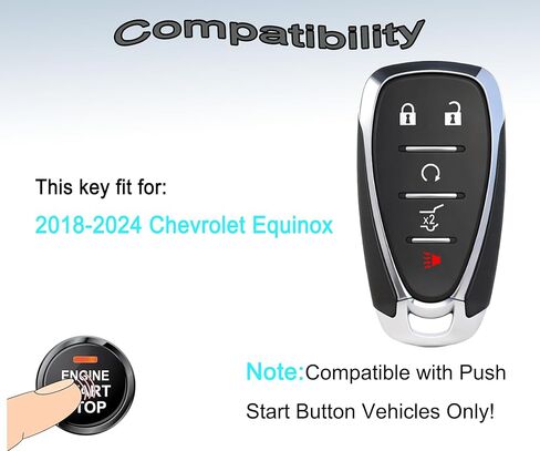 Smart Key Fob for Chevrolet Equinox 2018-2024, YIKEBALOG Keyless Entry Proximity Remote Control Key Fob Compatible with Chevrolet Equinox 2018-2024 HYQ4AA 13584498 13529650 in Saudi Arabia
