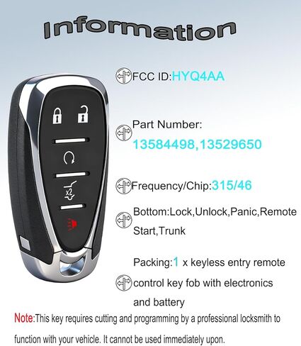 Smart Key Fob for Chevrolet Equinox 2018-2024, YIKEBALOG Keyless Entry Proximity Remote Control Key Fob Compatible with Chevrolet Equinox 2018-2024 HYQ4AA 13584498 13529650 in Saudi Arabia