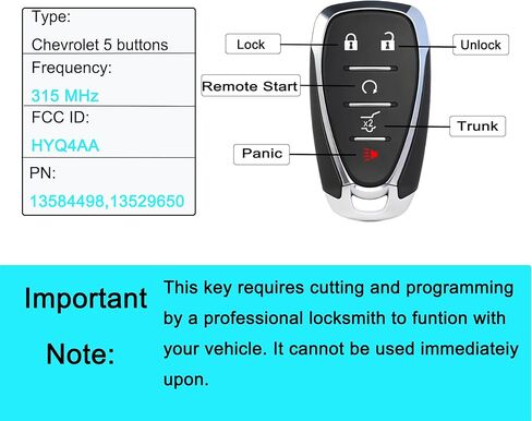 Smart Key Fob for Chevrolet Equinox 2018-2024, YIKEBALOG Keyless Entry Proximity Remote Control Key Fob Compatible with Chevrolet Equinox 2018-2024 HYQ4AA 13584498 13529650 in Saudi Arabia