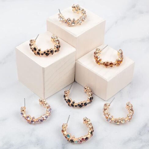 Lightweight Rhinestone Pave Statement Hoop Earrings - Sparkly Bridal Wedding Cubic Zirconia Crystal Wire Round, Teardrop Pear, Heart in Kuwait