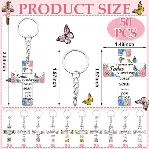 Sureio 50 Pcs Christian Keychain Gifts Acrylic Bible Verse Scripture Religious Inspirational Key Ring for Women (Angel) in Kuwait