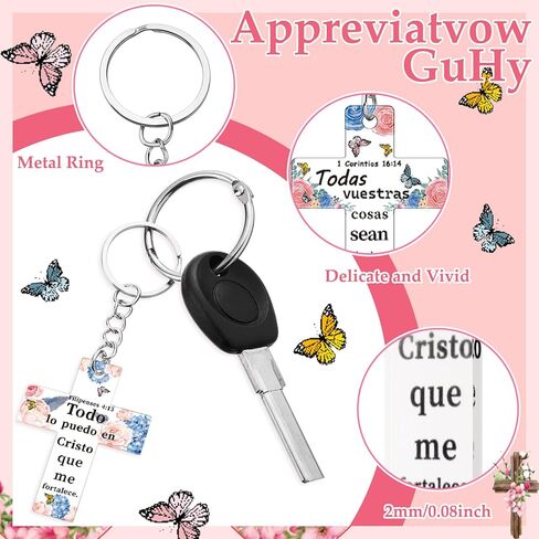 Sureio 50 Pcs Christian Keychain Gifts Acrylic Bible Verse Scripture Religious Inspirational Key Ring for Women (Angel) in Kuwait