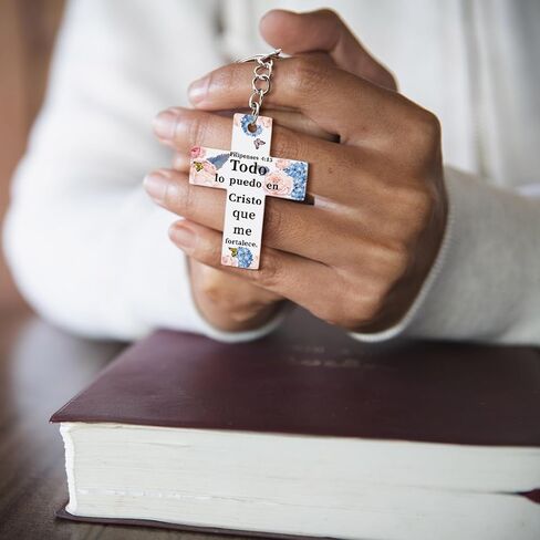 Sureio 50 Pcs Christian Keychain Gifts Acrylic Bible Verse Scripture Religious Inspirational Key Ring for Women (Angel) in Kuwait