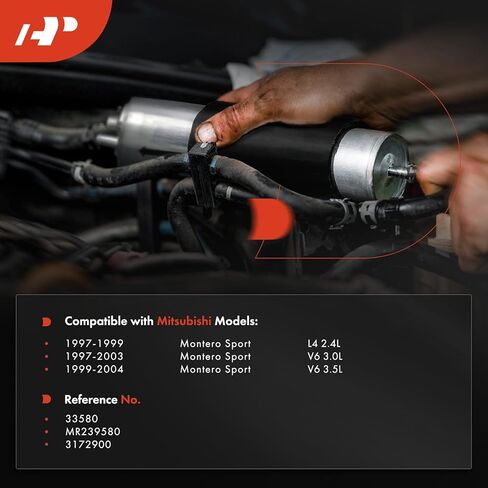 A-Premium Fuel Filter Compatible with Mitsubishi Montero Sport 1997-1999 2.4L, Montero Sport 1997-2003 3.0L, Montero Sport 1999-2004 3.5L in Saudi Arabia