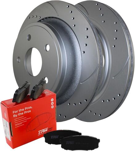 Bison Performance Drilled Slotted Coated Vented 352mm G3000 Cast Iron 5 Lugs Disc Rotors and TRW Pro Metallic Pad Set with Hardware Rear Brake Kit For Chrysler Aspen Dodge Durango Ram 1500 Classic in Saudi Arabia