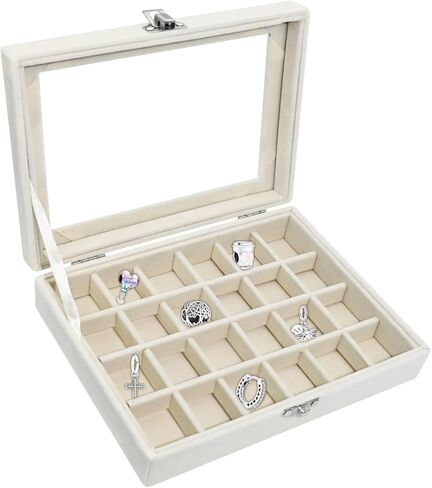 Charm Holder Compatible with Pandora-24-Grid Velvet Jewelry Box Compatible with Pandora,Lockable & Adjustable Gift Box in Kuwait