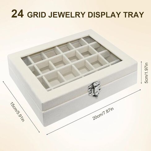 Charm Holder Compatible with Pandora-24-Grid Velvet Jewelry Box Compatible with Pandora,Lockable & Adjustable Gift Box in Kuwait