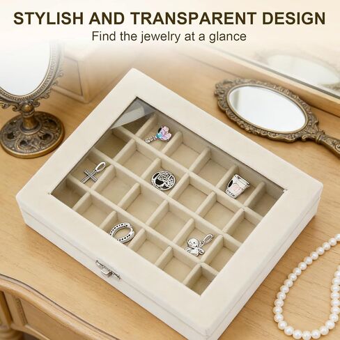 Charm Holder Compatible with Pandora-24-Grid Velvet Jewelry Box Compatible with Pandora,Lockable & Adjustable Gift Box in Kuwait