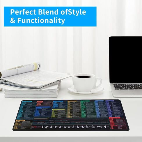 Oversize Shortcuts Mouse Pad Desk Mat with Reference Waterproof Surface Non Slip Base Stitched Edges for Windows Mac Home Computer Setup ﻿ in Saudi Arabia