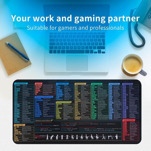 Oversize Shortcuts Mouse Pad Desk Mat with Reference Waterproof Surface Non Slip Base Stitched Edges for Windows Mac Home Computer Setup ﻿ in Saudi Arabia