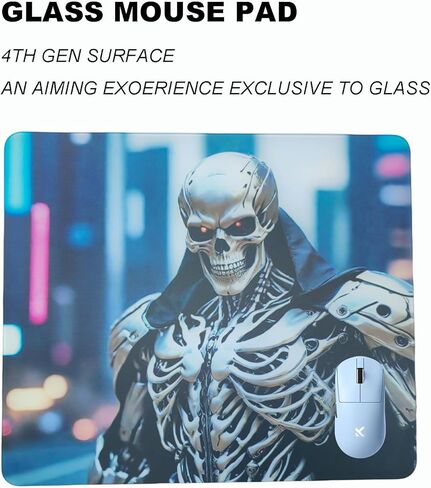 لوحة ماوس للألعاب من زجاج الجمجمة، سطح خاص لبساط الماوس الاحترافي مع دقة وسرعة محسنة، مقاومة للماء وسهلة التنظيف، سطح متين للألعاب عالية السرعة (13.8 بوصة × 11.8 بوصة) in Kuwait