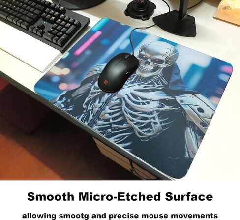 لوحة ماوس للألعاب من زجاج الجمجمة، سطح خاص لبساط الماوس الاحترافي مع دقة وسرعة محسنة، مقاومة للماء وسهلة التنظيف، سطح متين للألعاب عالية السرعة (13.8 بوصة × 11.8 بوصة) in Kuwait