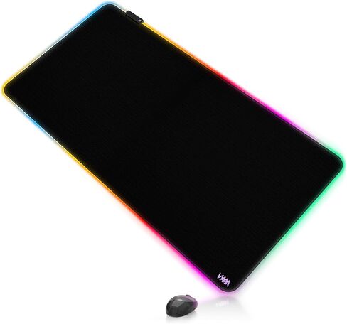 Vyaaa 47" x 20" RGB Gaming Mouse Pad, XXL LED Desk Mat with 9 Light-Up Modes, Smooth Surface & Non-Slip Rubber Base for Gaming/Office/Home (Black) in Saudi Arabia