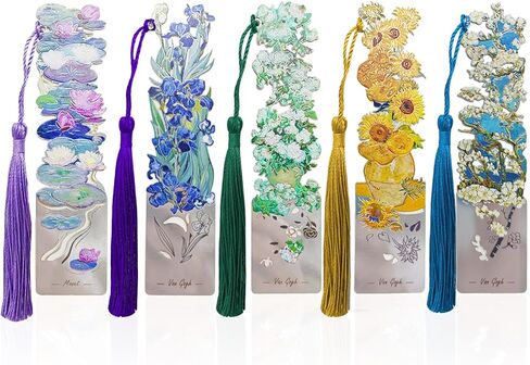 5 قطع من الإشارات المرجعية المعدنية مع شرابة، علامات كتاب جميلة على شكل زهرة للقراءة، علامات كتاب لطيفة للكتاب، والأطفال، والمراهقين، والقراء الرجال، والقراء النساء، وإكسسوارات القراءة هدايا لمحبي الكتب in Kuwait