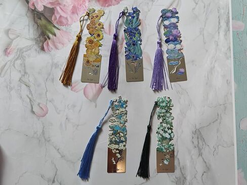 5 قطع من الإشارات المرجعية المعدنية مع شرابة، علامات كتاب جميلة على شكل زهرة للقراءة، علامات كتاب لطيفة للكتاب، والأطفال، والمراهقين، والقراء الرجال، والقراء النساء، وإكسسوارات القراءة هدايا لمحبي الكتب in Kuwait