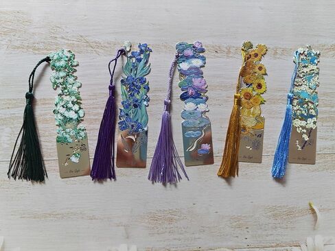 5 قطع من الإشارات المرجعية المعدنية مع شرابة، علامات كتاب جميلة على شكل زهرة للقراءة، علامات كتاب لطيفة للكتاب، والأطفال، والمراهقين، والقراء الرجال، والقراء النساء، وإكسسوارات القراءة هدايا لمحبي الكتب in Kuwait