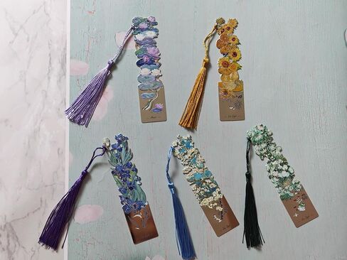 5 قطع من الإشارات المرجعية المعدنية مع شرابة، علامات كتاب جميلة على شكل زهرة للقراءة، علامات كتاب لطيفة للكتاب، والأطفال، والمراهقين، والقراء الرجال، والقراء النساء، وإكسسوارات القراءة هدايا لمحبي الكتب in Kuwait