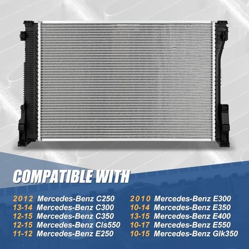 مشعاع Auto Dynasty متوافق مع 2010-2017 Mercedes-Benz C/E/GLK-Class، DPI 13498 مشعاع تبريد بصف واحد على طراز المصنع، قلب من الألومنيوم in Saudi Arabia