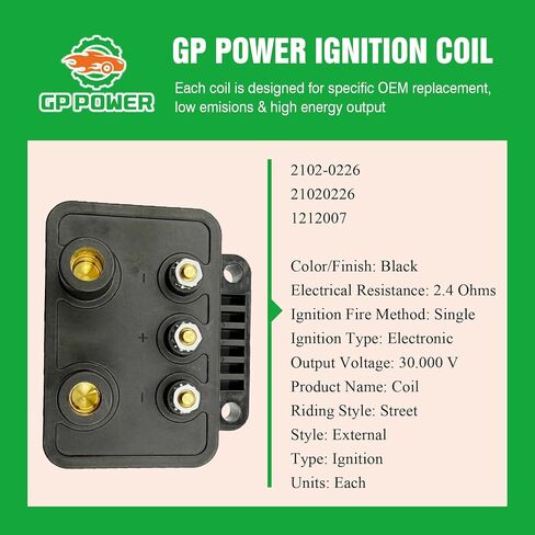 1PC GP POWER 2.4 Ohms Single EFI Ignition Coil Pack 2102-0226 1212007 Compatible With Harley 1200 883 Electra Glide Low Rider FS FXR 2 3 4 Road Glide Night Rod Road King Screamin Eagle Fat Boy in Saudi Arabia