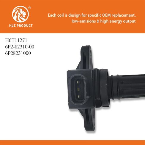 HLZPRODUCT مجموعة ملف الإشعال مكونة من 1 متوافقة مع Yamaha Outboard 115 130 225 250 HP Electrical 1 4 VF115XA VF115LA LF130XA F200XA F225XA F250TUR لاستبدال H6T11271 6P2-82310-00 in Saudi Arabia