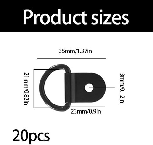 20 PCS D Ring Tie Down Anchor Black Heavy Duty D Ring Trailer Tie Downs for Truck, Trailer, Boat, Camper, Cargo Control & Surface Mount in Kuwait