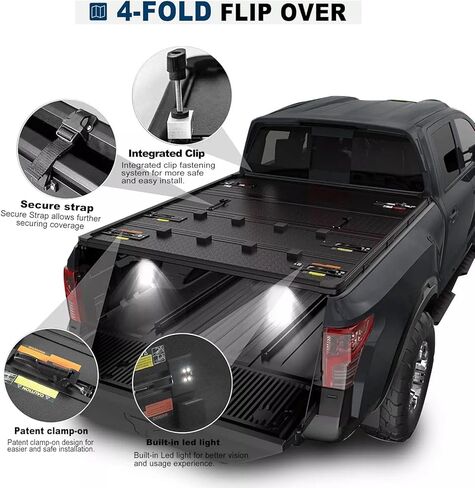 Hard 4-Fold Truck Bed Tonneau Cover Fits 2015-2026 Ford F-150 F150 Styleside 5.5FT (67INCH Quad Fold Aluminum Bed in Kuwait