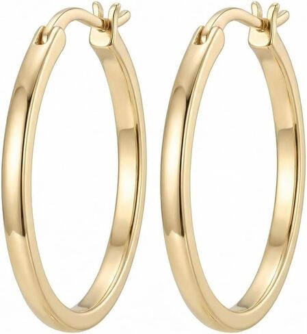 14K Yellow Gold Hoop Earrings for Women 14kt Lightweight Hoops Earring SelectJewelry Gift for Woman 20/25/30mm in Saudi Arabia
