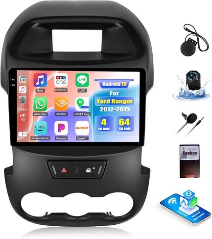2G+64G Car Stereo Radio with Wireless CarPlay Android Auto for Ford Ranger 2012-2015 Android 13 Radio 9" Touch Screen Bluetooth Car Radio with GPS Navigation HiFi WiFi FM Head Unit with Backup Camera in Saudi Arabia