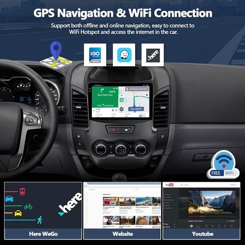 2G+64G Car Stereo Radio with Wireless CarPlay Android Auto for Ford Ranger 2012-2015 Android 13 Radio 9" Touch Screen Bluetooth Car Radio with GPS Navigation HiFi WiFi FM Head Unit with Backup Camera in Saudi Arabia