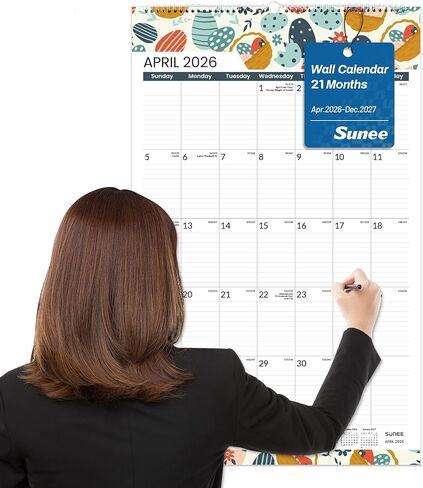 SUNEE 2026 Wall Calendar Large 22.75"x15.5", 21 Month Calendar (Ends December 2027), Vertical Extra Large, Seasons Color in Kuwait