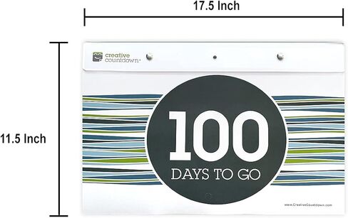 100 day Event, Goal and Occasion Count Down 11.5"x17.5" Stripe Design Tear Off Countdown Calendar Extra Large Wall Unit - perfect for Office, event, corporate and door gifts in Saudi Arabia