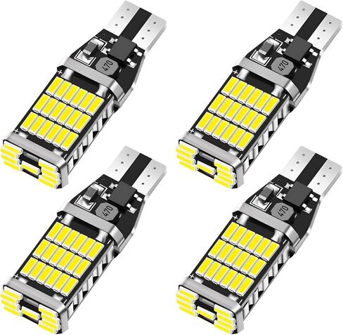 4 PCS LED Reverse Lights, T15 45SMD-4014 Chipsets Backup Light Error Free Turn Signal Bulbs, Non Polarity 6500K Super Bright Brake Light Bulb Replacement, Car Accessories (White) in Saudi Arabia