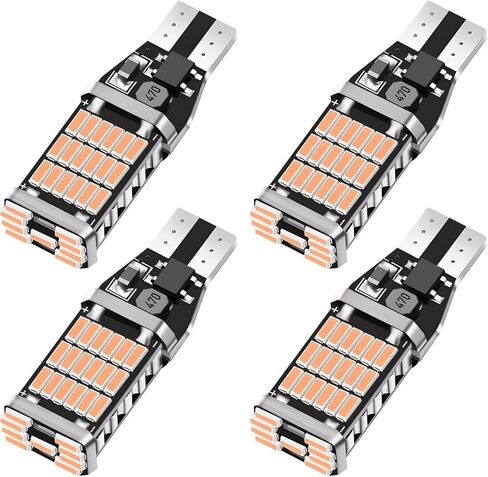 4 PCS LED Reverse Lights, T15 45SMD-4014 Chipsets Backup Light Error Free Turn Signal Bulbs, Non Polarity 6500K Super Bright Brake Light Bulb Replacement, Car Accessories (White) in Kuwait