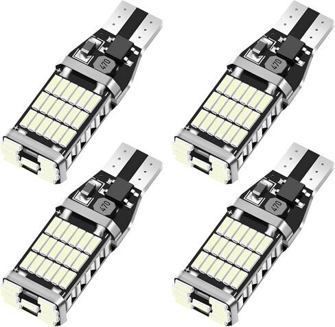 4 PCS LED Reverse Lights, T15 45SMD-4014 Chipsets Backup Light Error Free Turn Signal Bulbs, Non Polarity 6500K Super Bright Brake Light Bulb Replacement, Car Accessories (White) in Saudi Arabia