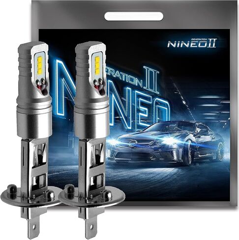 مصابيح الضباب NINEO H1، لمبة H1 1:1 حجم صغير 6500K أبيض 500% فائق السطوع وسهل التركيب، عبوة من قطعتين in Kuwait