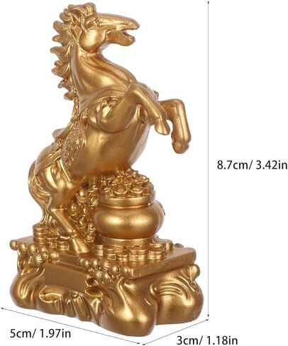 VOSAREA Horse Statue 2026 Golden Feng Shui Feng Shui Zodiac Horse Figurine Chinese New Year Zodiac Blessing Souvenir for 2026 Chinese Year in Saudi Arabia