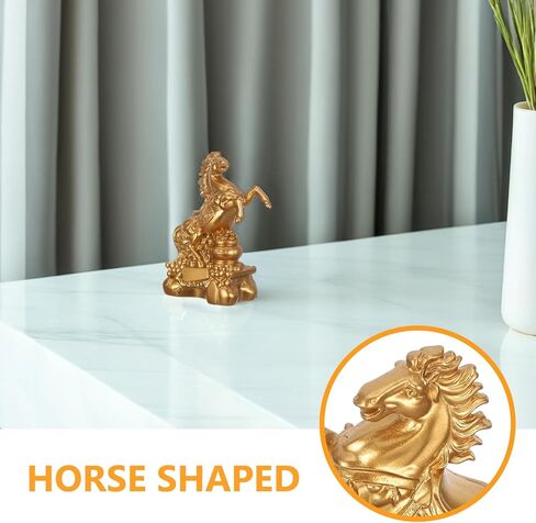 VOSAREA Horse Statue 2026 Golden Feng Shui Feng Shui Zodiac Horse Figurine Chinese New Year Zodiac Blessing Souvenir for 2026 Chinese Year in Saudi Arabia