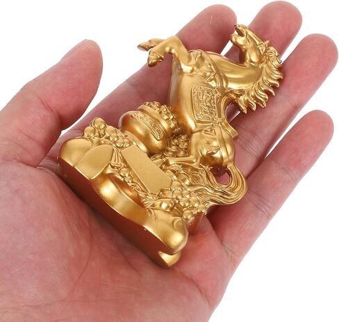 VOSAREA Horse Statue 2026 Golden Feng Shui Feng Shui Zodiac Horse Figurine Chinese New Year Zodiac Blessing Souvenir for 2026 Chinese Year in Saudi Arabia
