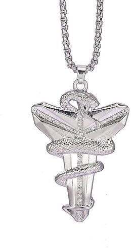 Black Mamba Necklace for Men Silver Snake Year Necklace Hip Hop Pendant Necklace Animal Zodiac Lucky Necklace Snake Wrapped Cross Necklace Trendy Mamba Stainless Steel Necklace in Kuwait