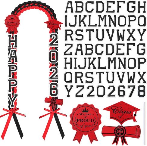 Spakon 62 Pcs Graduation Leis 2026 Graduation Ribbon Lei Necklace Decorations with Letter Wooden Pattern for Student in Saudi Arabia