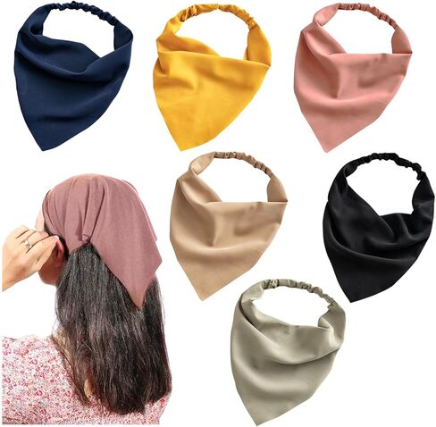 6 عبوات من وشاح الشعر للنساء، أوشحة رأس مرنة على شكل مثلث بوهو من إكسسوارات الشعر in Saudi Arabia